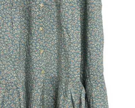 Ralph Lauren Blue Floral Cotton Button-Front Tiered Dress