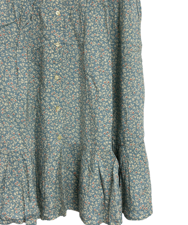 Ralph Lauren Blue Floral Cotton Button-Front Tiered Dress