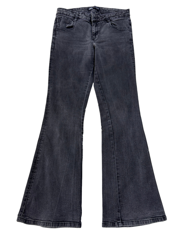 ZARA High-Rise Black Flared Jeans - M
