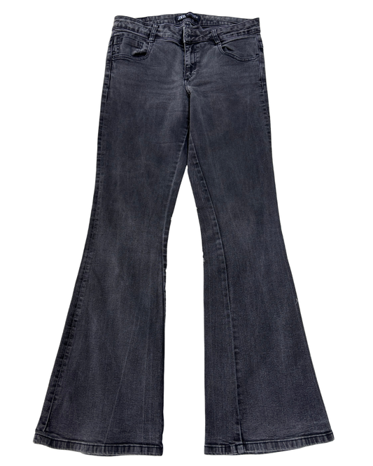 ZARA High-Rise Black Flared Jeans - M