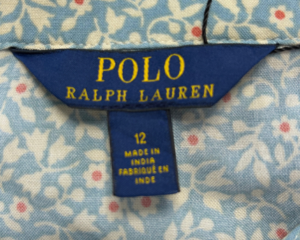 Ralph Lauren Blue Floral Cotton Button-Front Tiered Dress