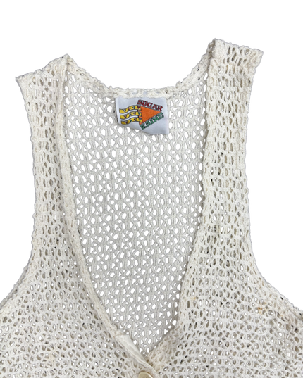 Sugar Kaine Vintage Cream Crochet Knit Vest - XXS
