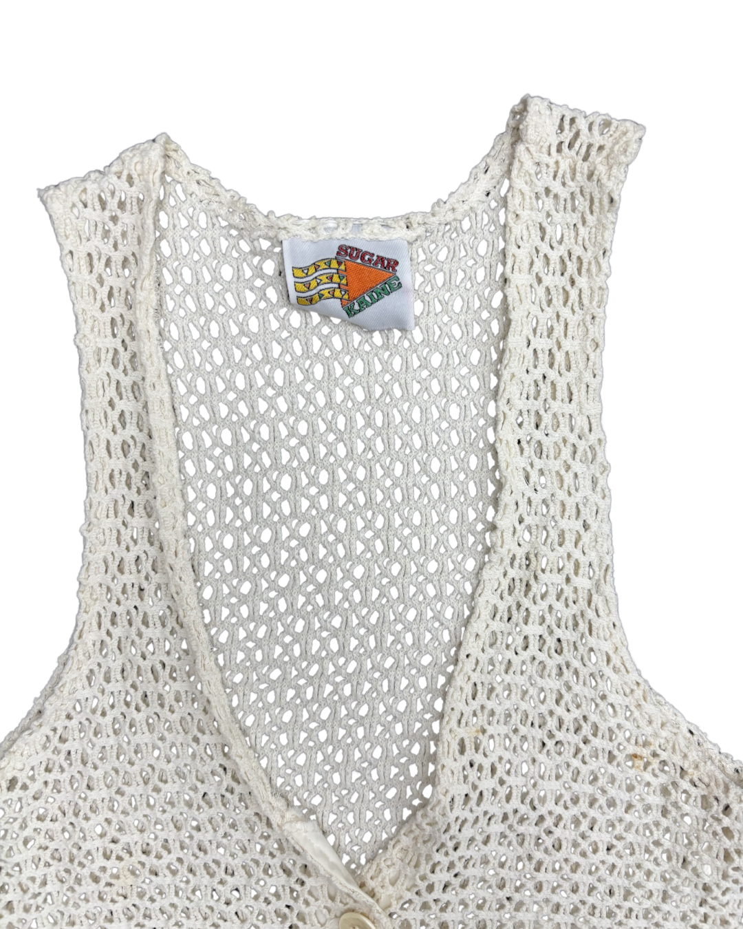 Sugar Kaine Vintage Cream Crochet Knit Vest - XXS