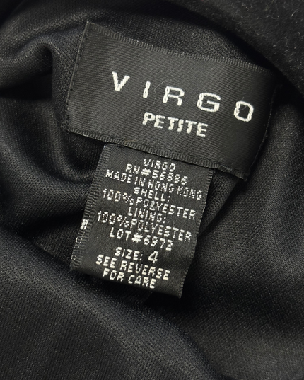 VIRGO PETITE Black Handkerchief Beaded Trim LBD Hem Dress