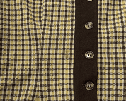 Vintage Checkered Brown & Mustard Pointed Hem Button-Up Vest