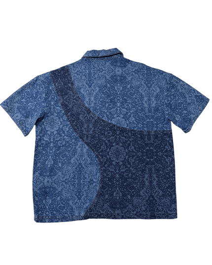 Les Benjamins Patchwork Indigo Blue Denim Polo Shirt