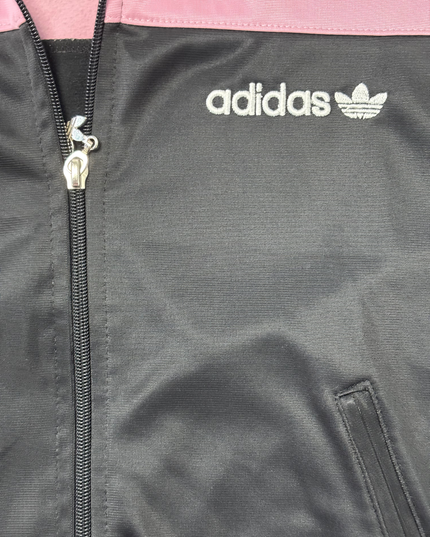 Adidas Originals Pink & Black Colorblock Trefoil Track Jacket