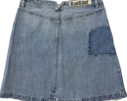 Blue Blood Y2K Vintage Patchwork Denim A-Line Mini Skirt