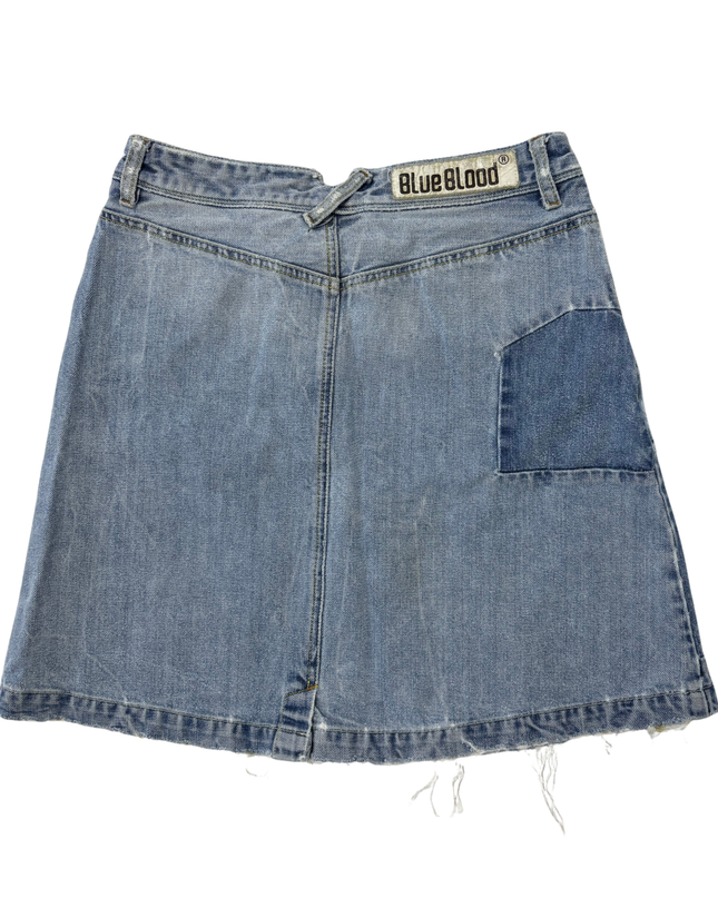 Blue Blood Y2K Vintage Patchwork Denim A-Line Mini Skirt