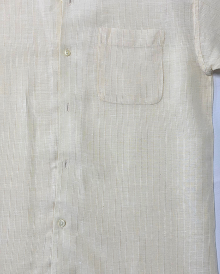 GAP Natural Beige Textured Linen Short Sleeve Shirt