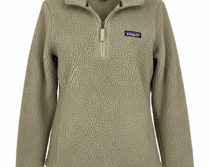 Patagonia Khaki Quarter-Zip Deep-Pile Fleece Jacket