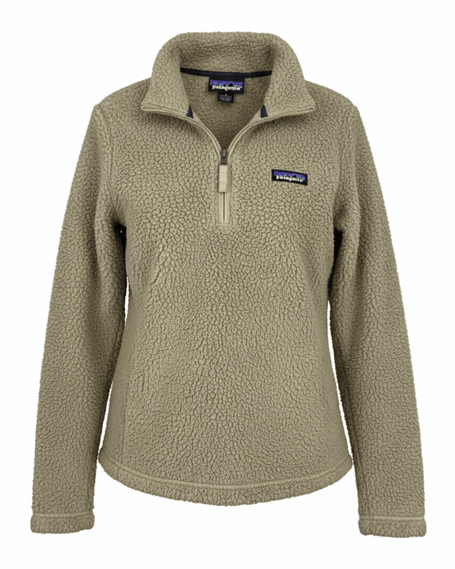 Patagonia Khaki Quarter-Zip Deep-Pile Fleece Jacket
