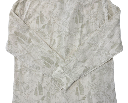 U.S. Polo Assn. Regular Fit Beige Tropical Print Long Sleeve Banded Collar Shirt