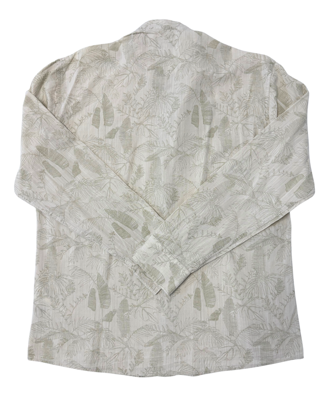 U.S. Polo Assn. Regular Fit Beige Tropical Print Long Sleeve Banded Collar Shirt