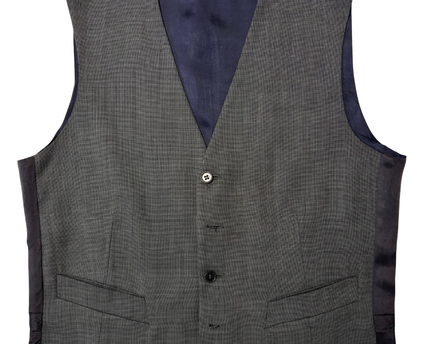 ZARA MAN Charcoal Grey Micro-Check Tailored Waistcoat