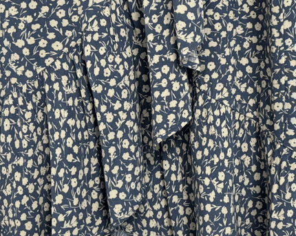 Pull&Bear Navy Blue Floral Ruffle Midi Skirt