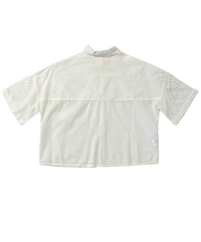 Mango Suit White Broderie Anglaise Cropped Shirt