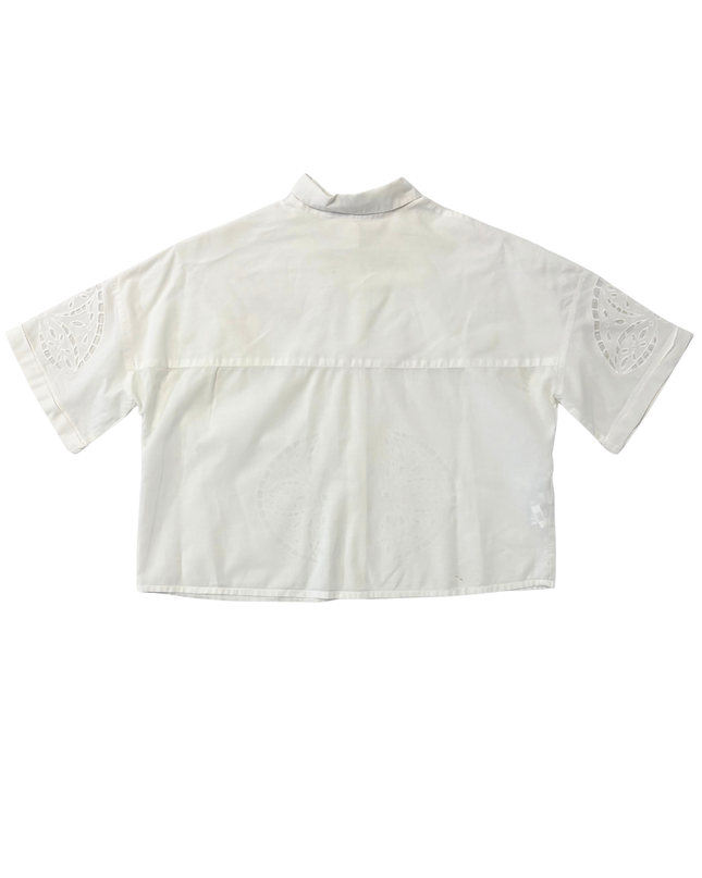 Mango Suit White Broderie Anglaise Cropped Shirt
