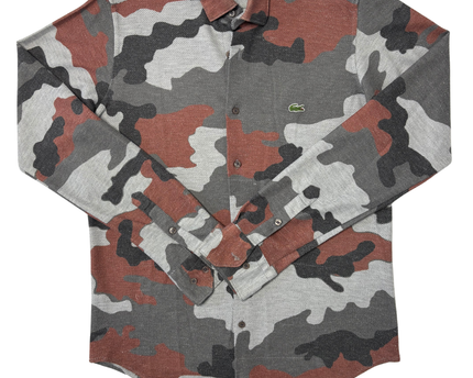 Lacoste Slim Fit Grey & Rust Camo Pattern Shirt
