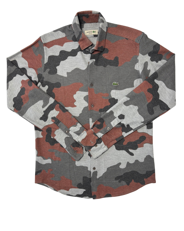 Lacoste Slim Fit Grey & Rust Camo Pattern Polo Shirt