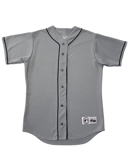 Majestic MLB Grey Button-Up Baseball Jersey