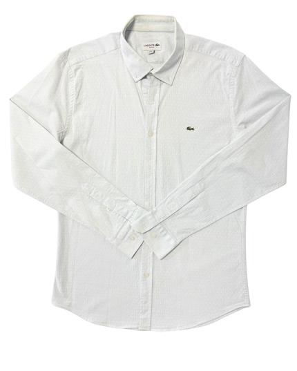 Lacoste Slim Fit White Textured Long-Sleeve Dress Shirt