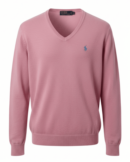 Ralph Lauren Pink V-Neck Pima Cotton Sweater
