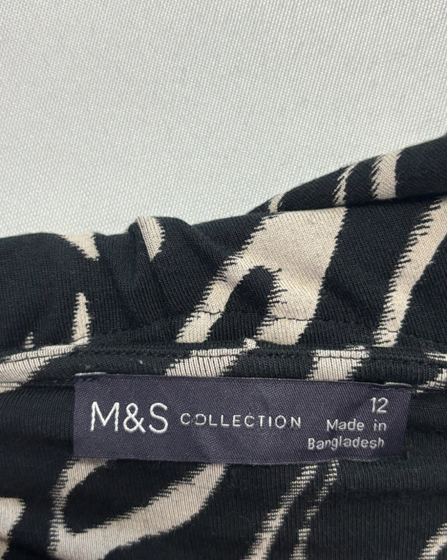 M&S Collection Black Zebra Print Short Sleeve Dress