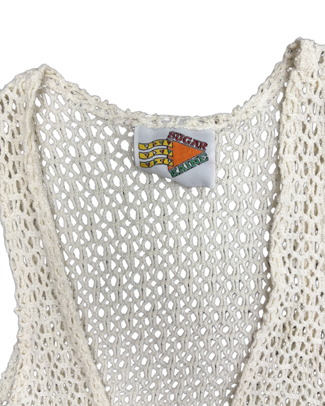 Sugar Kaine Vintage Cream Crochet Knit Vest - XXS