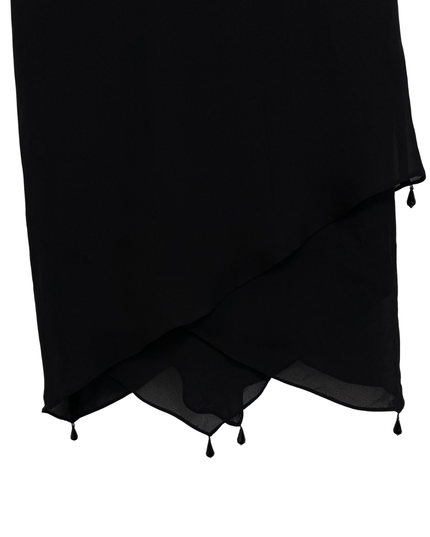 VIRGO PETITE Black Handkerchief Beaded Trim LBD Hem Dress