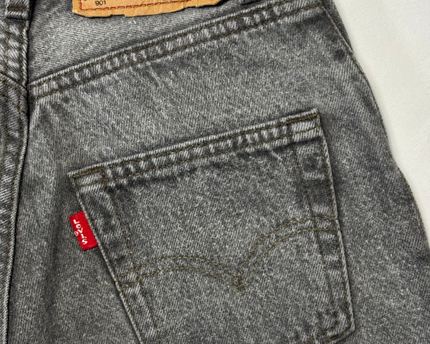 Levi’s 901 High-Waist Tapered Gray Acid Wash Denim Jeans