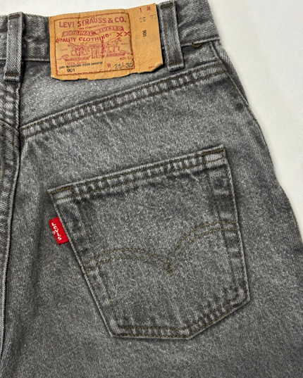 Levi’s 901 High-Waist Tapered Gray Acid Wash Denim Jeans