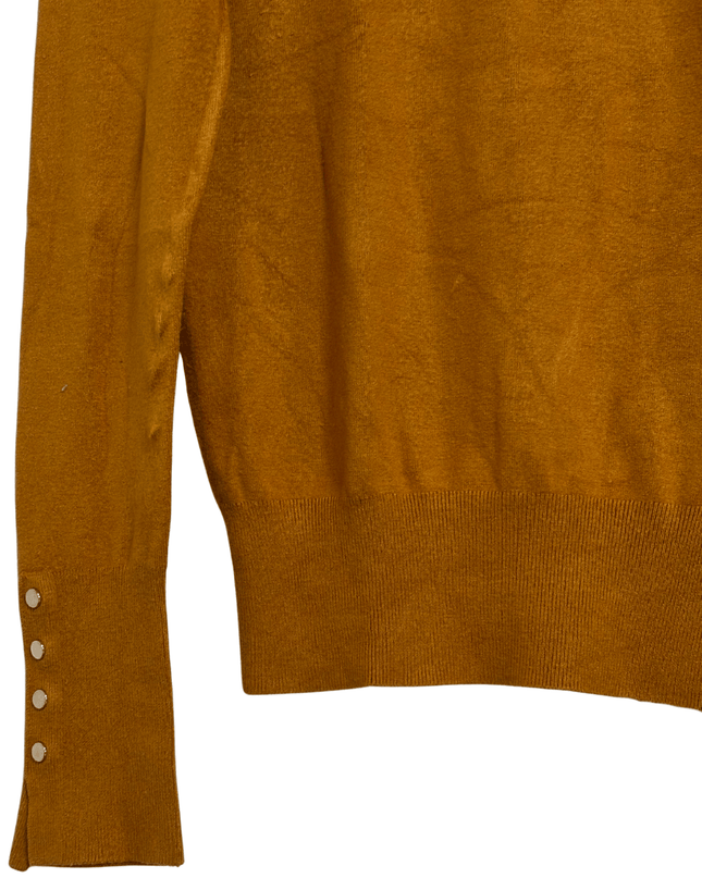 Zara Mustard Yellow Gold Button Cuff Soft Knit Sweater