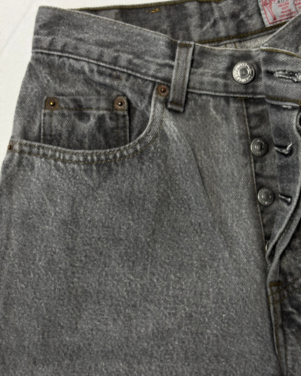 Levi’s 901 High-Waist Tapered Gray Acid Wash Denim Jeans
