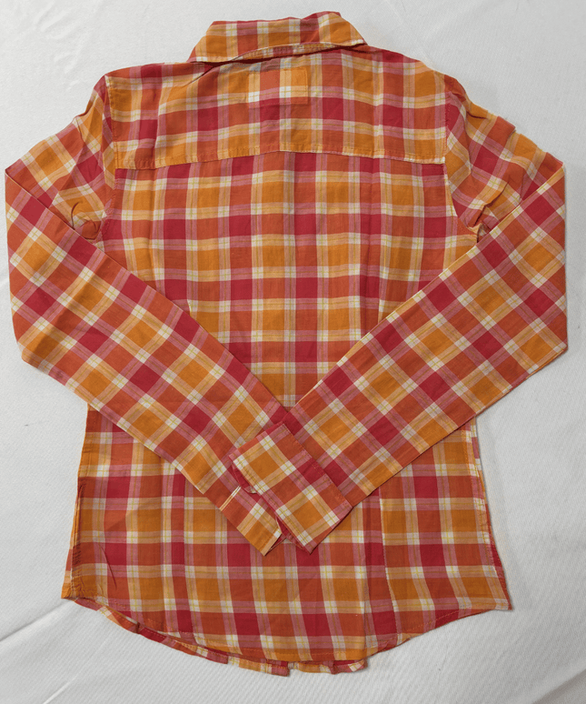 Aeropostale Neon Pink & Orange Long Sleeve Button Down Shirt.