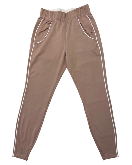 Gymshark Taupe/Dusty Rose White Piping Retro Joggers