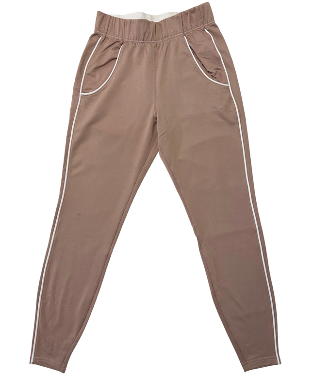 Gymshark Taupe/Dusty Rose White Piping Retro Joggers