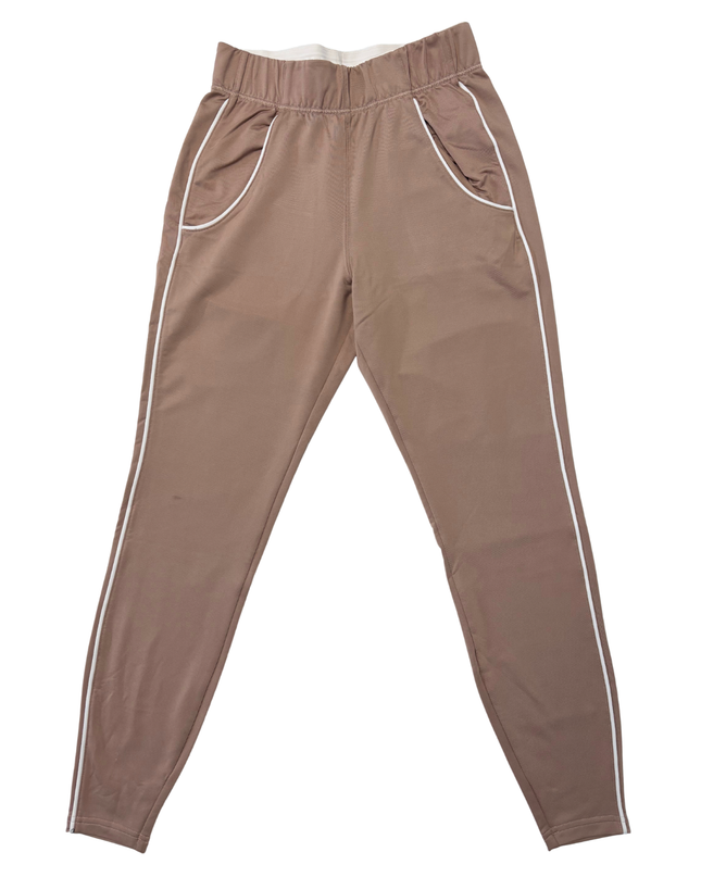 Gymshark Taupe/Dusty Rose White Piping Retro Joggers