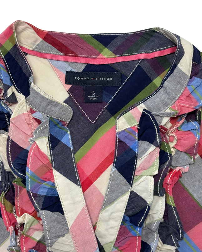 Tommy Hilfiger Multicolor Plaid Ruffle Button-Up Shirt - XS