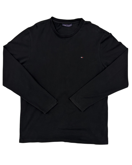 Tommy Hilfiger Essential Black Long Sleeve Logo T-Shirt - M