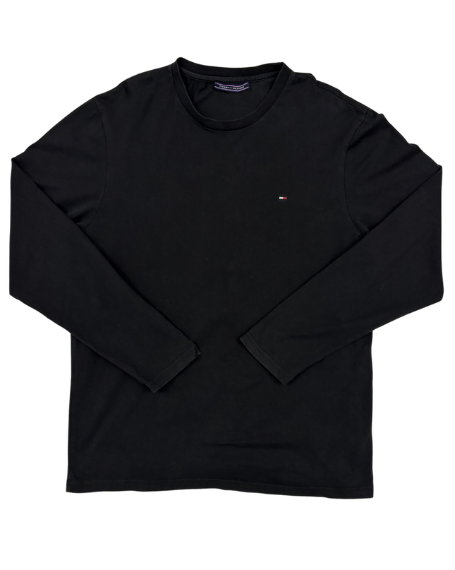 Tommy Hilfiger Essential Black Long Sleeve Logo T-Shirt - M