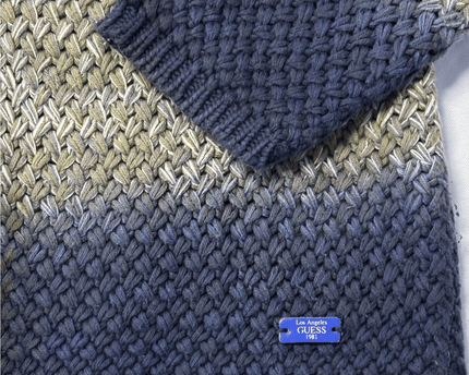 Guess Los Angeles Navy & Olive Dip-Dye Textured Knit Sweater
