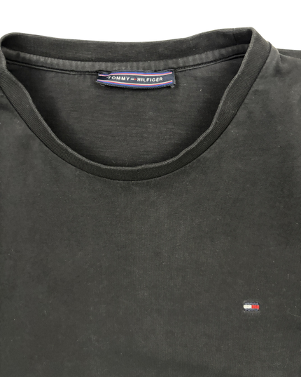 Tommy Hilfiger Essential Black Long Sleeve Logo T-Shirt - M