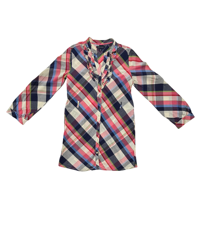 Tommy Hilfiger Multicolor Plaid Ruffle Button-Up Shirt - XS