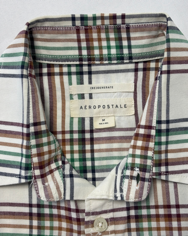 Aéropostale Regenerate White Multi-Color Plaid Shirt