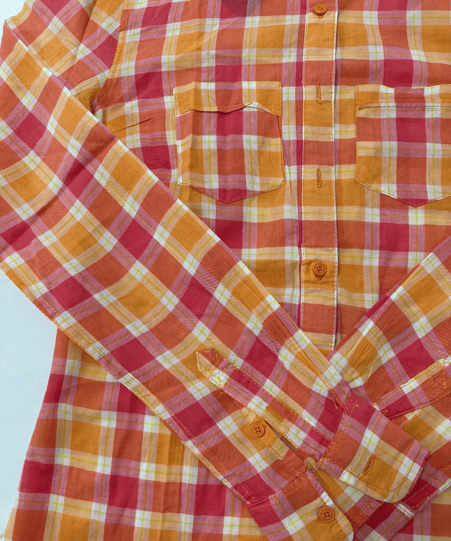 Aeropostale Neon Pink & Orange Long Sleeve Button Down Shirt.