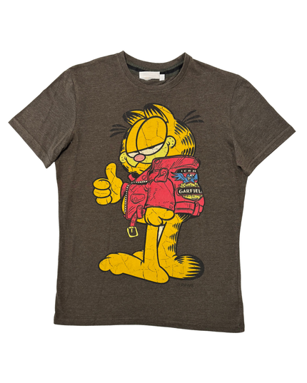 Garfield Vintage Thumbs Up Brown Graphic Cartoon T-Shirt - S