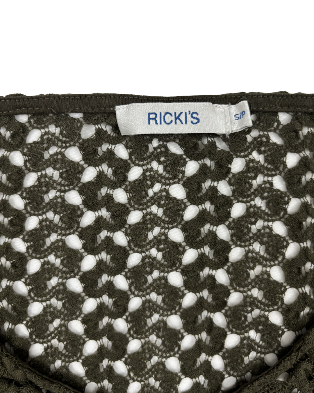 Ricki’s Olive Green Crochet Long Sleeve Top - M