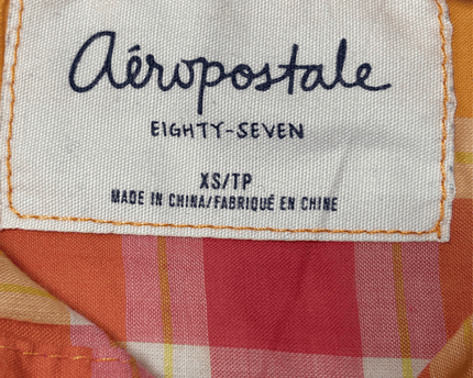 Aeropostale Neon Pink & Orange Long Sleeve Button Down Shirt.