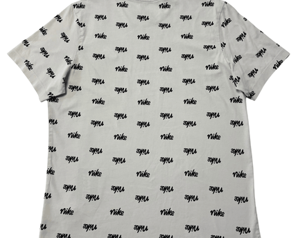 Nike Allover Script Logo Cream White Cotton T-Shirt